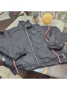 Nike Black Men's Logo Full Zip Windbreaker 90ies Medijm Oversized